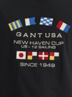 GANT Men Black Regular Fit Solid Crew Neck Tshirt