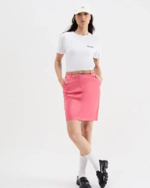 GANT Women White Melange Crew Neck Tshirt